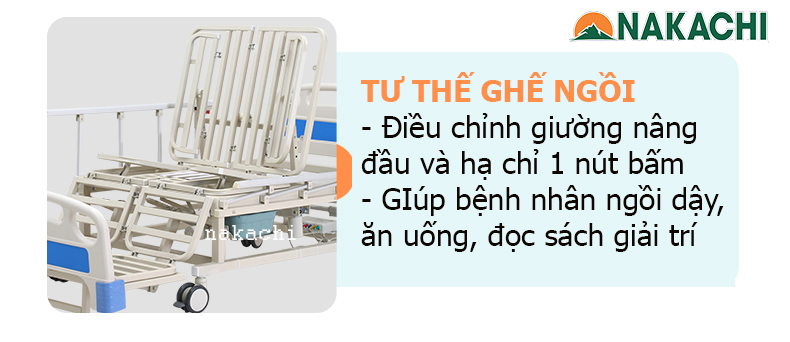 tư thế ngồi Giường Y Tế Đa Năng Điện Cơ Nakachi NC-04DT